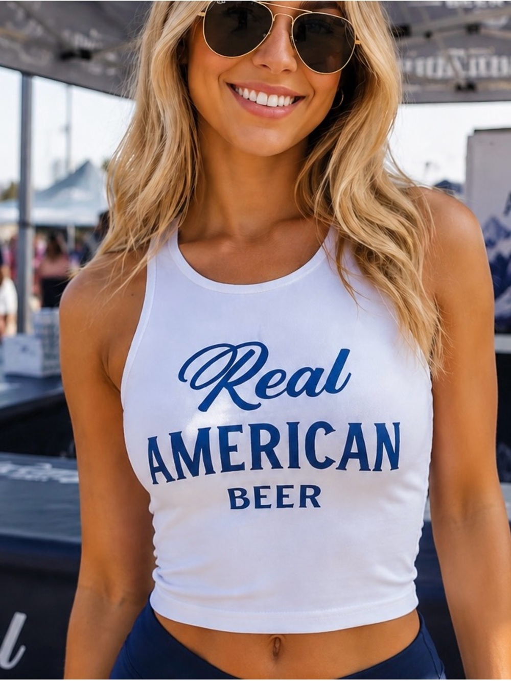 Hulk Hogan Real American Beer spandex white crop top RARE medium